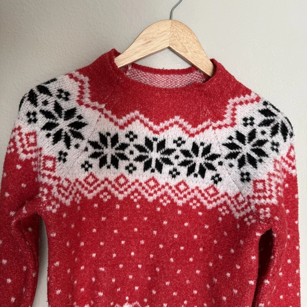 No Boundaries Oversized XXS Nordic Snowflake Holiday Pullover Sweater Ski Winter